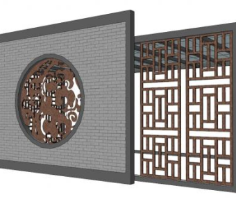 景墙图案su模型下载_sketchup草图大师SKP模型