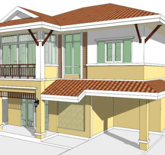 现代二层别墅su模型下载_sketchup草图大师SKP模型
