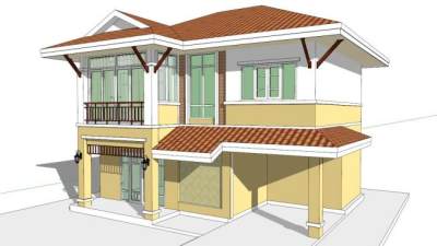 现代二层别墅su模型下载_sketchup草图大师SKP模型