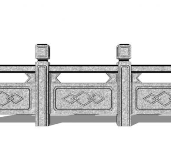 石板栏杆su模型下载_sketchup草图大师SKP模型