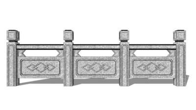 石板栏杆su模型下载_sketchup草图大师SKP模型