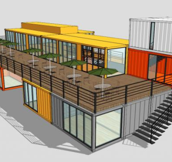 集装箱建筑设计su模型下载_sketchup草图大师SKP模型
