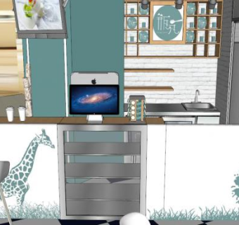 奶茶水吧su模型下载_sketchup草图大师SKP模型