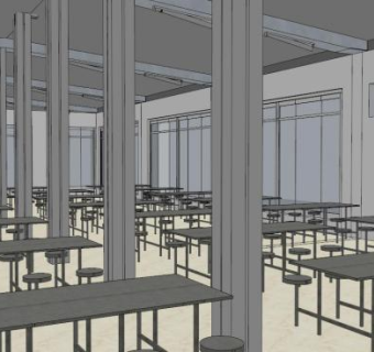 学校整体餐桌su模型下载_sketchup草图大师SKP模型