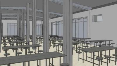 学校整体餐桌su模型下载_sketchup草图大师SKP模型