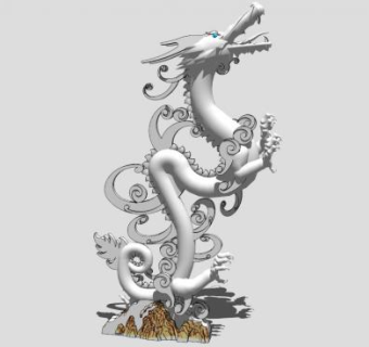 龙型雕塑su模型下载_sketchup草图大师SKP模型