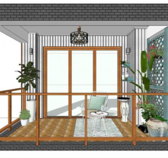 居住区阳台su模型下载_sketchup草图大师SKP模型