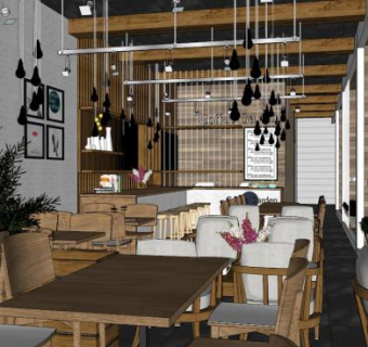 咖啡馆室内全套su模型下载_sketchup草图大师SKP模型