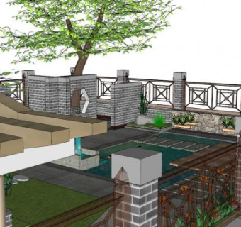 私家庭院大门su模型下载_sketchup草图大师SKP模型