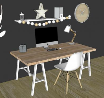 北欧现代简约儿童电脑桌su模型下载_sketchup草图大师SKP模型