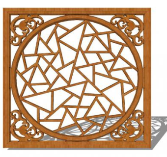 双开花窗su模型下载_sketchup草图大师SKP模型