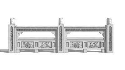 围栏石头栏杆su模型下载_sketchup草图大师SKP模型