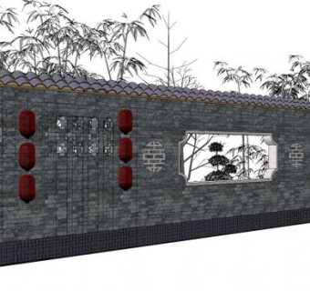 类徽派围墙su模型下载_sketchup草图大师SKP模型