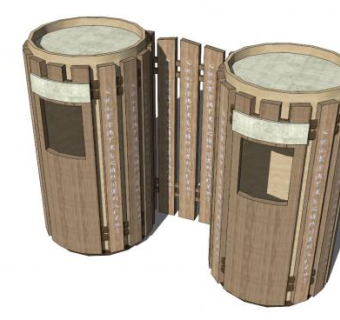 景区垃圾桶su模型下载_sketchup草图大师SKP模型