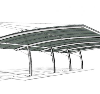 拉索雨棚su模型下载_sketchup草图大师SKP模型