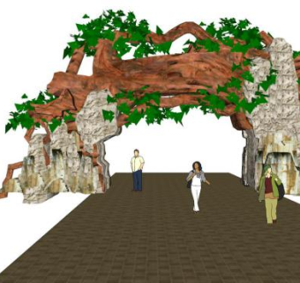 公园大门入口设计su模型下载_sketchup草图大师SKP模型