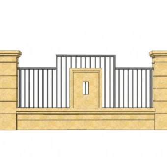 古典围墙su模型下载_sketchup草图大师SKP模型