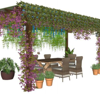 植物廊架su模型下载_sketchup草图大师SKP模型