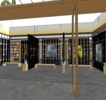 展馆室内su模型下载_sketchup草图大师SKP模型