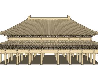 古建筑斗拱庑殿建筑设计su模型下载_sketchup草图大师SKP模型