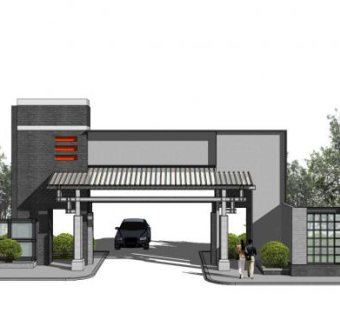 门卫大门su模型下载_sketchup草图大师SKP模型