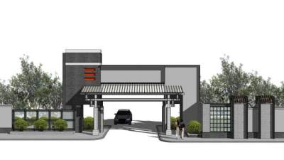 门卫大门su模型下载_sketchup草图大师SKP模型