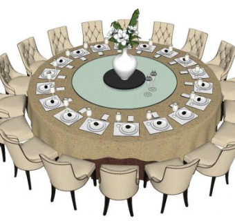 餐厅圆桌su模型下载_sketchup草图大师SKP模型