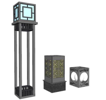 中式围墙灯su模型下载_sketchup草图大师SKP模型