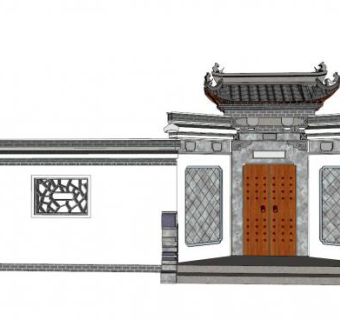 古典园林围墙su模型下载_sketchup草图大师SKP模型