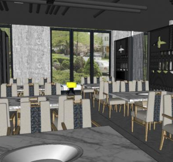 火锅店的设计su模型下载_sketchup草图大师SKP模型