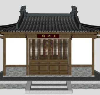 古建筑小庙su模型下载_sketchup草图大师SKP模型