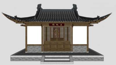 古建筑小庙su模型下载_sketchup草图大师SKP模型