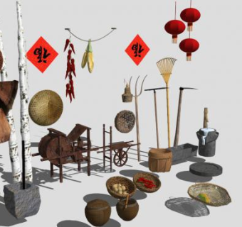 田园农具产品su模型下载_sketchup草图大师SKP模型