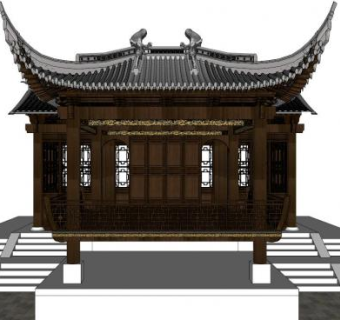 中式仿古戏台su模型下载_sketchup草图大师SKP模型