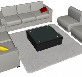 商务沙发茶几组合su模型下载_sketchup草图大师SKP模型
