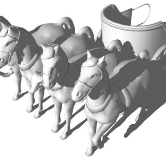 三匹雕塑马su模型下载_sketchup草图大师SKP模型