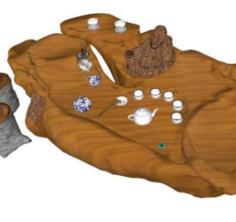 现代根雕茶桌su模型下载_sketchup草图大师SKP模型