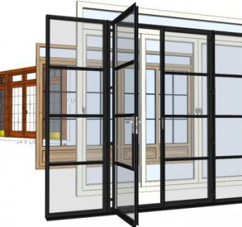 带锁玻璃门su模型下载_sketchup草图大师SKP模型