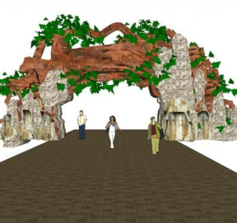 树根大门su模型下载_sketchup草图大师SKP模型