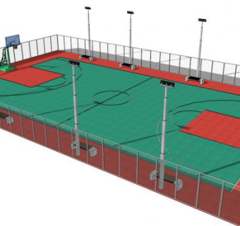 篮球场护栏su模型下载_sketchup草图大师SKP模型