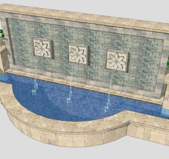 广场流水文化墙su模型下载_sketchup草图大师SKP模型
