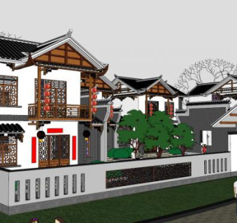 川西民居建筑su模型下载_sketchup草图大师SKP模型