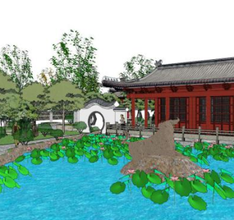 苏州园林花园su模型下载_sketchup草图大师SKP模型