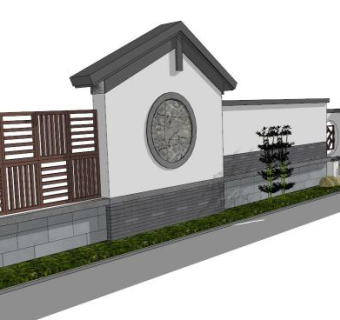 仿古墙面su模型下载_sketchup草图大师SKP模型