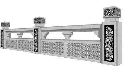 大理石栏杆su模型下载_sketchup草图大师SKP模型