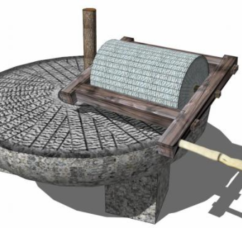 乡村磨盘景观小品su模型下载_sketchup草图大师SKP模型