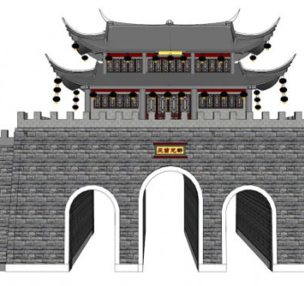 古城墙体su模型下载_sketchup草图大师SKP模型