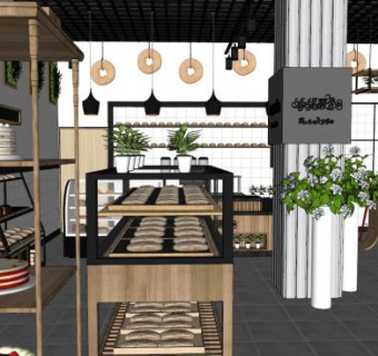 蛋糕店室内su模型下载_sketchup草图大师SKP模型