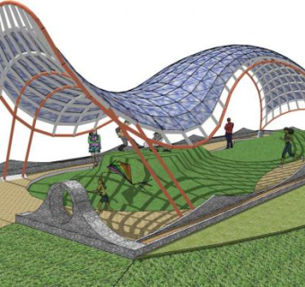 木屋张拉膜su模型下载_sketchup草图大师SKP模型