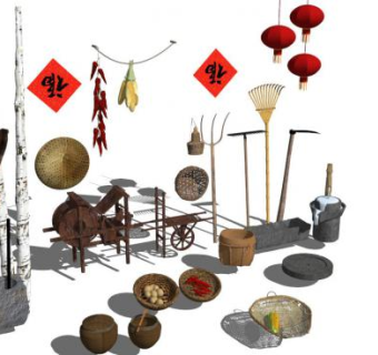 农村农具su模型下载_sketchup草图大师SKP模型